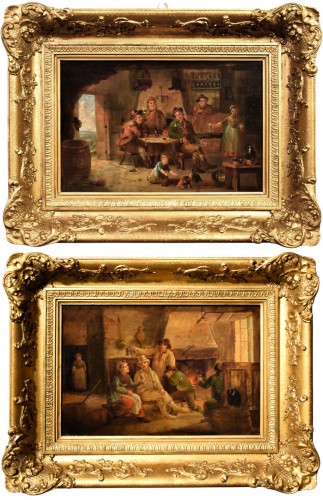 Scènes de taverne - Maître flamand du XIXe siècle